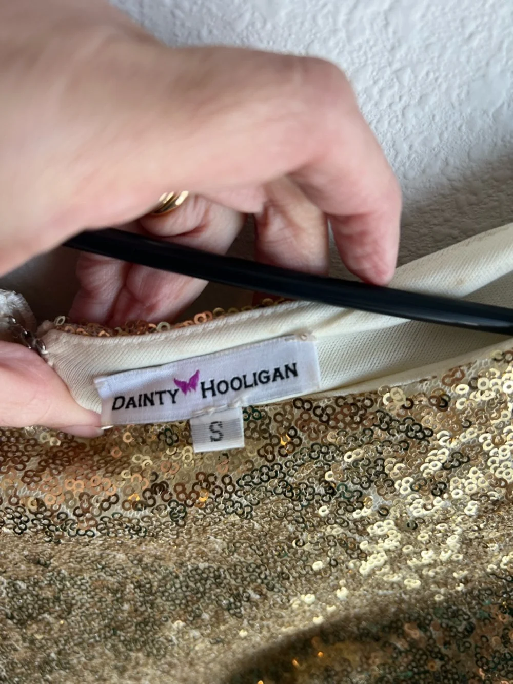 Dainty Hooligan Gold Sequin Mini Dress - Picture 3 of 3